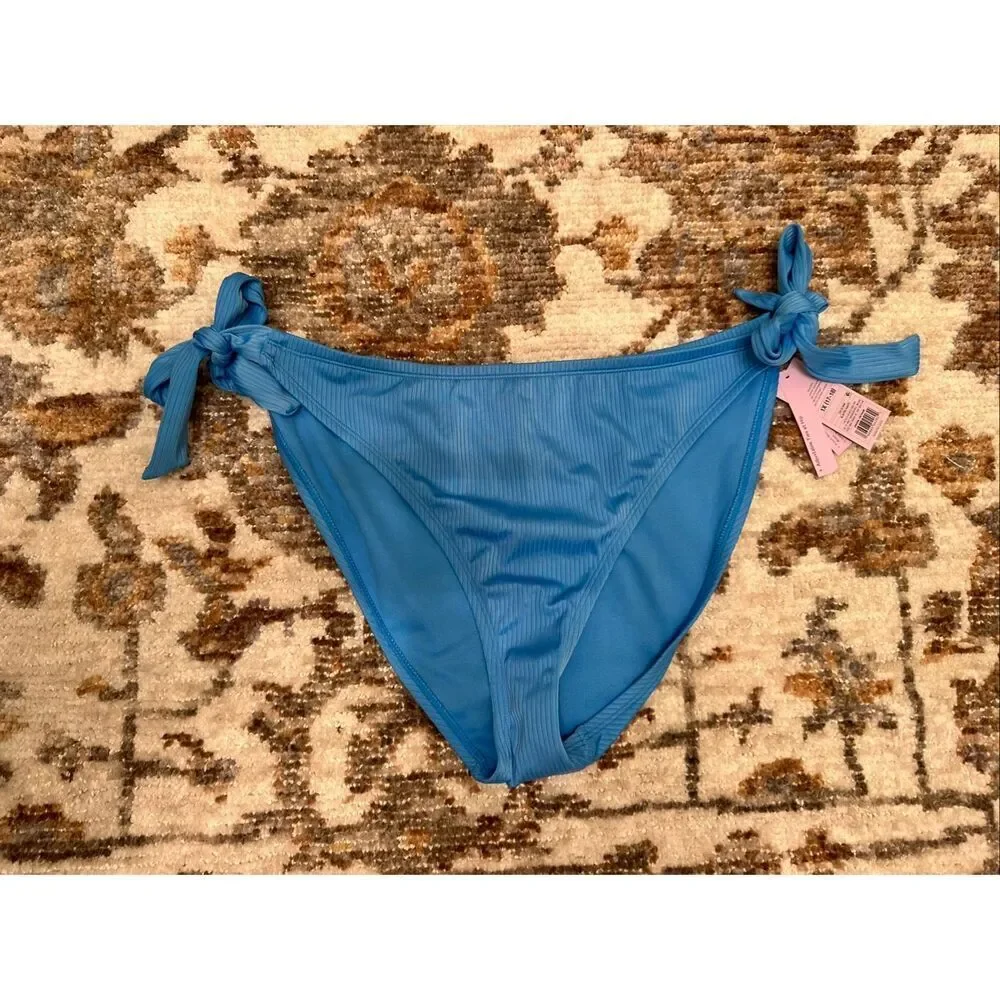 Wild Fable Blue Ribbed Tie Side Bikini Bottom Size X 17/18 New
